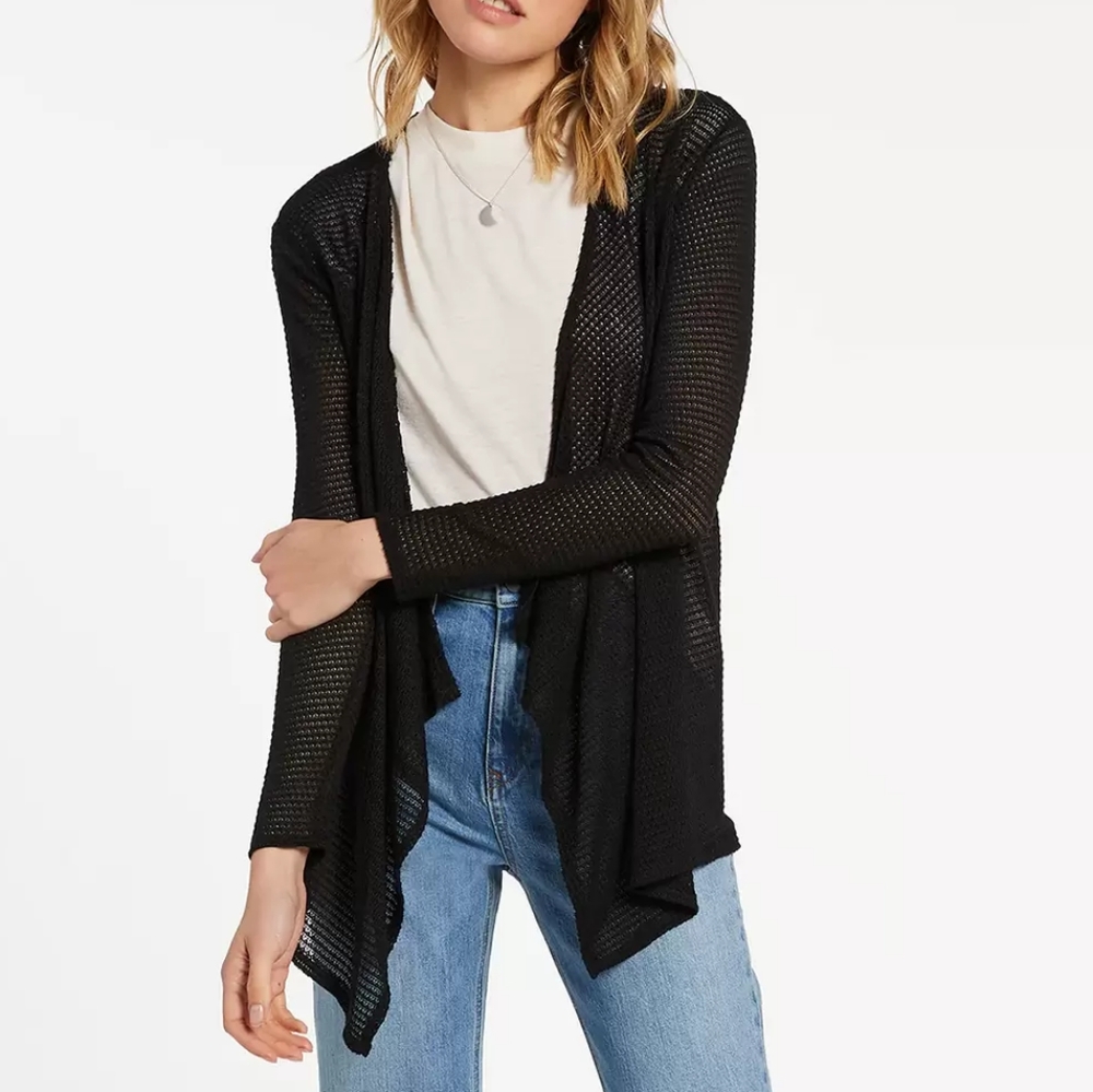 Volcom Go Go Wrap Cardigan black mesh